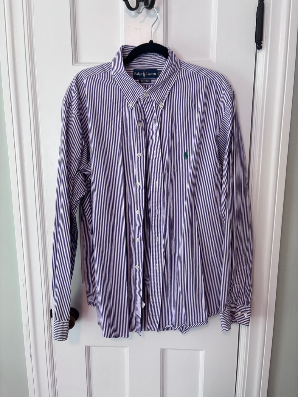 Ralph Lauren Purple & White Striped Button-Down Dress Shirt